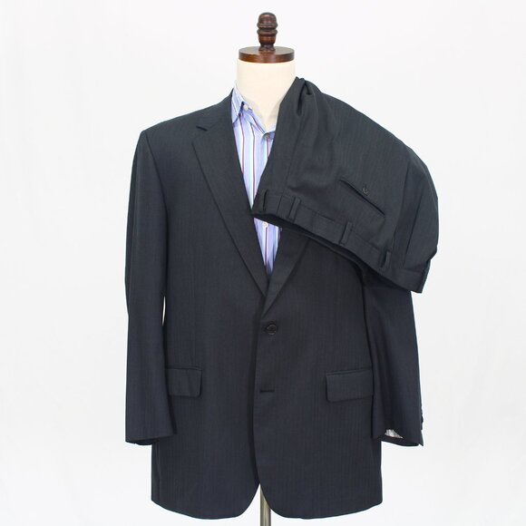 Brooks Brothers 45L 37x29 Gray Full Suit 2-Button Herringbone R655 - Picture 1 of 15